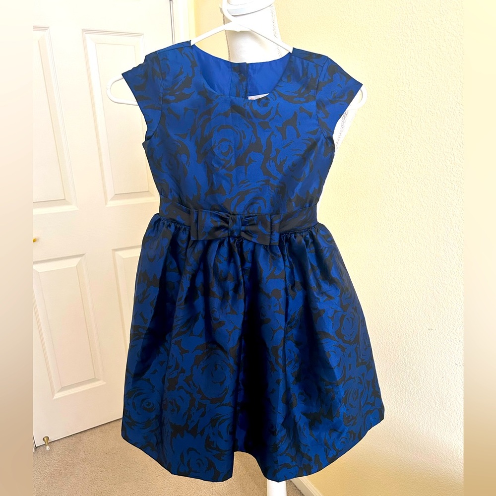 Jamborees girls semi formal dress in royal blue & black pattern